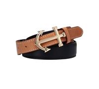 Donna Cintura Cinghia in Pelle Cucita Larga 2cm Cinturino Sottile Bicolore con Fibbia Dorata dalla Forma Unica per Jeans, Pantaloni, Abiti(110cm/43, Black)
