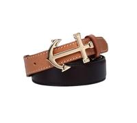 Donna Cintura Cinghia in Pelle Cucita Larga 2cm Cinturino Sottile Bicolore con Fibbia Dorata dalla Forma Unica per Jeans, Pantaloni, Abiti(115cm/45, Coffee)