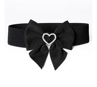 Donna Cintura Larga Fiocco Cuore Strass Girovita Elastico per Vestito Camicia