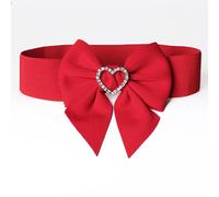 Donna Cintura Larga Fiocco Cuore Strass Girovita Elastico per Vestito Camicia