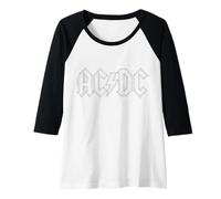 Donna Cinturino Ufficiale ACDC Rock Black Outline Logo da Donna Maglia con Maniche Raglan