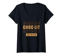 Donna Cioc-Lit 100% melanina Nera Ragazza Donna Uomo Regalo Rivestito di Cioccolato Maglietta con Collo a V