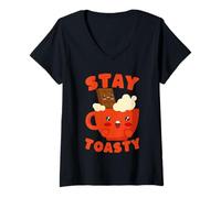 Donna Cioccolata Calda Stay Toasty Cozy Maglietta con Collo a V