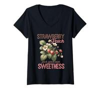 Donna Ciondolo vintage a forma di fragola, con scritta "Pick Your Own Sweetness Maglietta con Collo a V