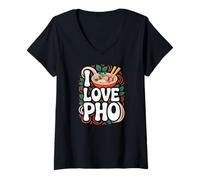 Donna Ciotola da Cucina vietnamita I Love Pho Maglietta con Collo a V