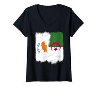 Donna Cipro Algeria Mezza Bandiera Cipro Algeria Patrimonio algerino Maglietta con Collo a V