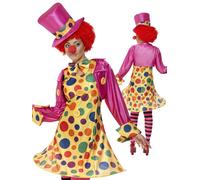 Donna Circo Clown Costume Divertente Fumetto Sollievo Donna Costume UK 8-22