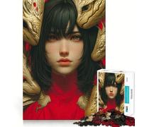 Donna circondata da teste di drago dorate - Puzzle da 1000 pezzi - Gioco di abilità mentale - Taglio di precisione - Hobby affascinante per i momenti di svago (50x75cm)