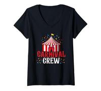 Donna Circus Staff Event Costume Carnival Staff Crew Tent Party Maglietta con Collo a V