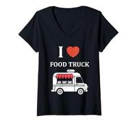 Donna Citation drôle street food humour i love Food truck Maglietta con Collo a V