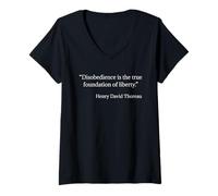 Donna Citazione della Fondazione della libertà di Henry David Thoreau Maglietta con Collo a V