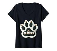 Donna Citazione della zampa del proprietario dell'animale domestico, nonno, nonno, gatto, nonno, amante Maglietta con Collo a V