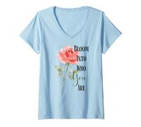 Donna Citazione di Bloom Into You Rose Maglietta con Collo a V