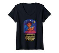 Donna Citazione di Little Touch Shakespeare Night Henry Fifth Maglietta con Collo a V