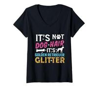 Donna Citazione divertente con glitter "It's Not Dog Hair It's Golden Retriever" Maglietta con Collo a V