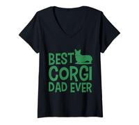 Donna Citazione divertente del proprietario di un cane carino di Corgi Dad Ever Maglietta con Collo a V
