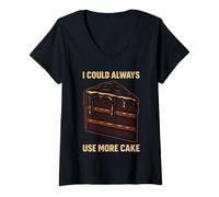 Donna Citazione Divertente I Could Always Use More Cake Maglietta con Collo a V