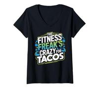 Donna Citazione Divertente per Gli Amanti del Fitness e dei Taco per i drogati di Allenamento Maglietta con Collo a V