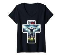 Donna Citazione in versi biblici del Giocatore di Football Cristiano Filippesi 4:13 Maglietta con Collo a V