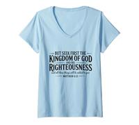 Donna Citazione in versi della Bibbia Cristiana Seek First The Kingdom of God Maglietta con Collo a V
