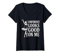 Donna Citazione Ispirata alla Danza del Balletto Confidence Looks Good On Me Maglietta con Collo a V