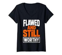 Donna Citazione ispiratrice imperfetta e Ancora degna Maglietta con Collo a V