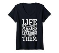 Donna Citazione ispiratrice Life is All About Making Mistakes Funny Maglietta con Collo a V