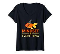 Donna Citazione Motivazionale di Ispirazione di Mindest Is Everything Maglietta con Collo a V
