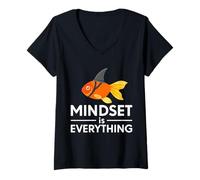 Donna Citazione Motivazionale di Ispirazione di Mindest Is Everything Maglietta con Collo a V