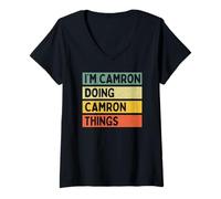 Donna Citazione Personalizzata Divertente I'm Camron Doing Camron Things Maglietta con Collo a V
