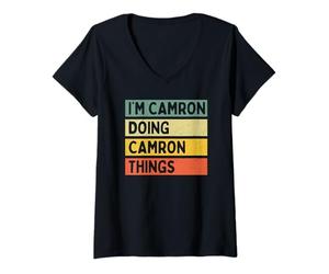 Donna Citazione Personalizzata Divertente I'm Camron Doing Camron Things Maglietta con Collo a V