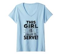Donna Citazione Sorella Missionaria LDS This Girl Called To Serve Maglietta con Collo a V