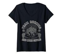 Donna Citazione Ultra Trail Running - Mountain Dirt Endurance Fun Maglietta con Collo a V