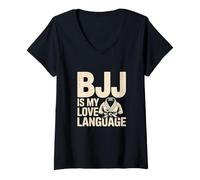 Donna Citazioni di Gi Jiu Jitsu Meme Divertenti BJJ BJJ è Il Mio linguaggio d Amore Maglietta con Collo a V