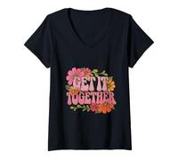 Donna Citazioni di testo divertenti Get It Together Espressione divertente Maglietta con Collo a V