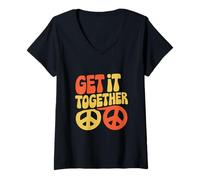 Donna Citazioni di testo divertenti Get It Together Espressione divertente Maglietta con Collo a V