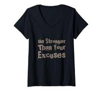 Donna Citazioni divertenti in palestra Be Stronger Than Your Excuses Motivational Maglietta con Collo a V