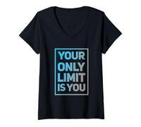 Donna Citazioni divertenti in palestra Your Only Limit Is You Gym Motivational Maglietta con Collo a V