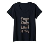 Donna Citazioni divertenti in palestra Your Only Limit Is You Gym Motivational Maglietta con Collo a V