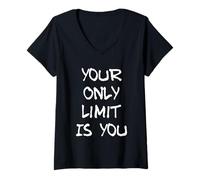 Donna Citazioni divertenti in palestra Your Only Limit Is You Gym Motivational Maglietta con Collo a V