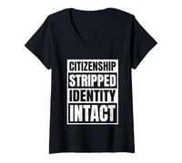 Donna Cittadinanza di identità spogliata intatta protesta italiana Maglietta con Collo a V
