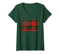 Donna Clan Carr cognome cognome Scottish Tartan Maglietta con Collo a V