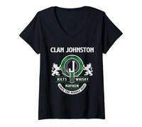 Donna Clan Johnston Cognome Scozzese Famiglia Highland Games Maglietta con Collo a V