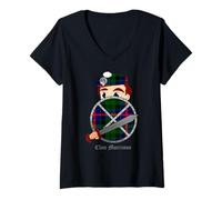 Donna Clan Morrison Cognome Cognome Scottish Tartan Stemma Maglietta con Collo a V
