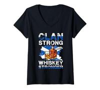 Donna Clan Strong Whiskey Stronger Bottiglia Scottish Pride Maglietta con Collo a V