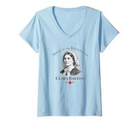 Donna Clara Barton Angelo del Campo di Battaglia Infermiera della Guerra Civile Maglietta con Collo a V