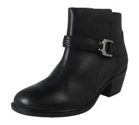 Donna Clarks Nero Pelle Blocco Stivaletti con Tacco : Neva Fibbia