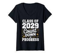 Donna Class of 2029 Countdown in Progress Classe del 2029 Diploma Maglietta con Collo a V