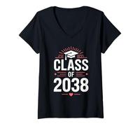 Donna Class of 2038 Cappello Laurea Studente Orgoglio Successo Maglietta con Collo a V