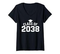 Donna Classe del 2038 Grow with Me Spazio per Impronte di Mani K-12 Senior Maglietta con Collo a V